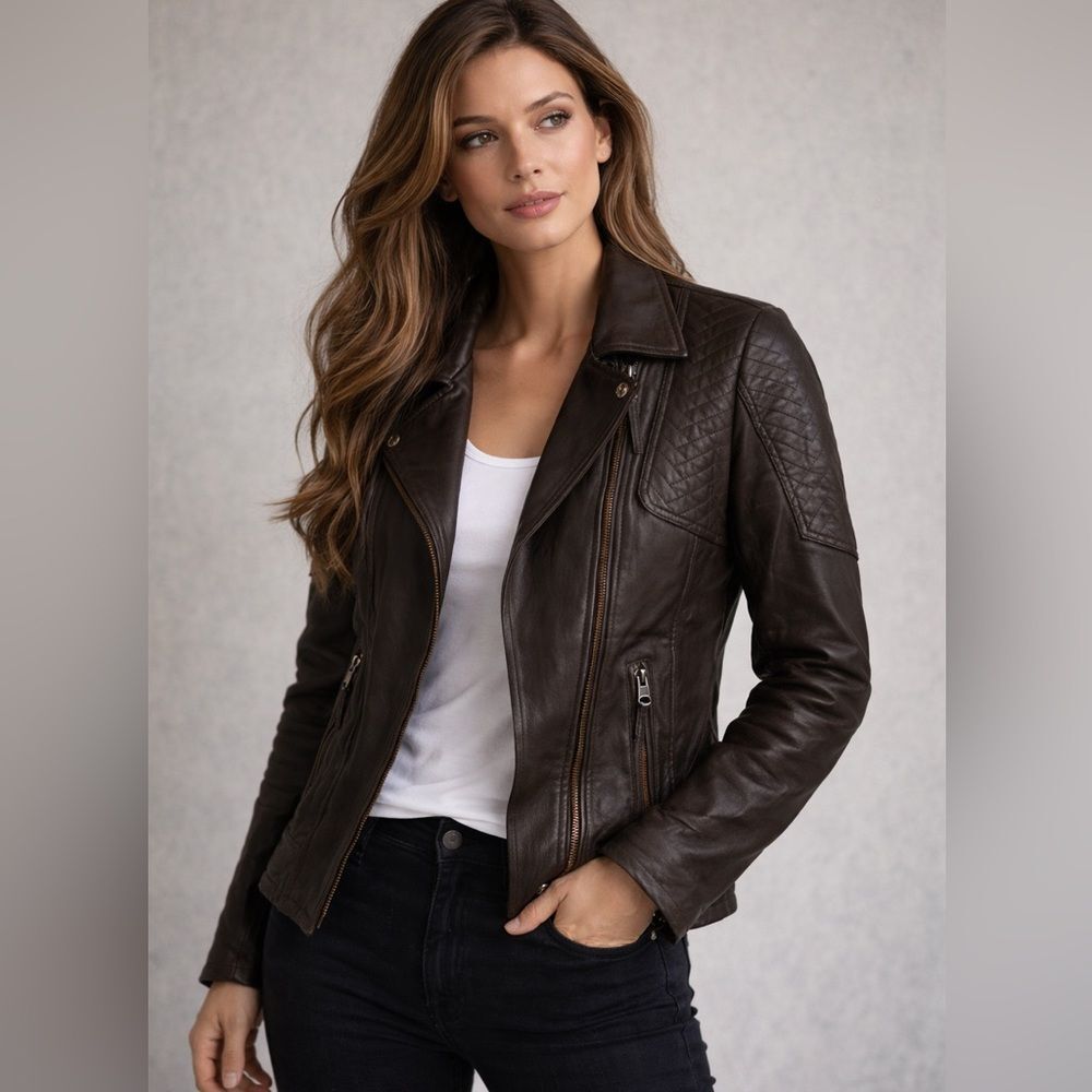 Michael Kors Dark Brown Leather Jacket